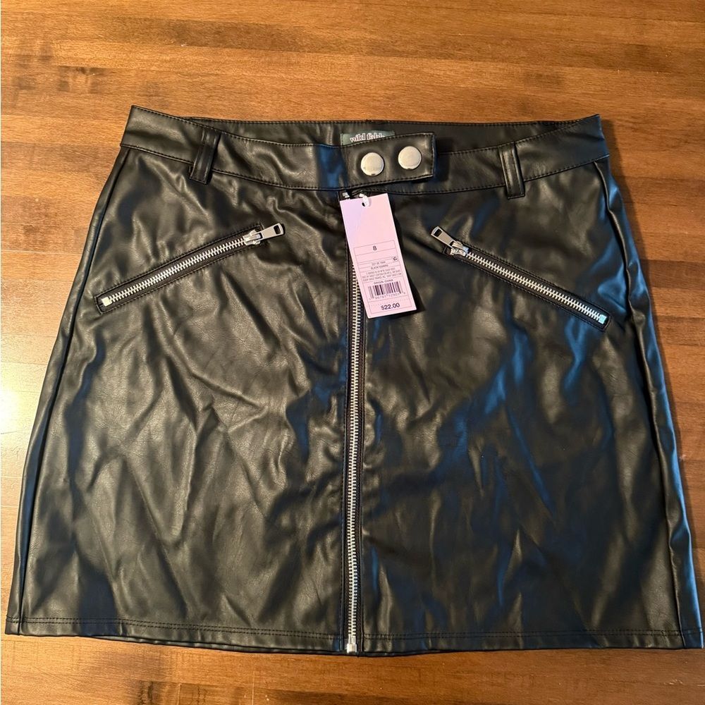 NWT Wild Fable Faux Leather Skirt with Zipper Details